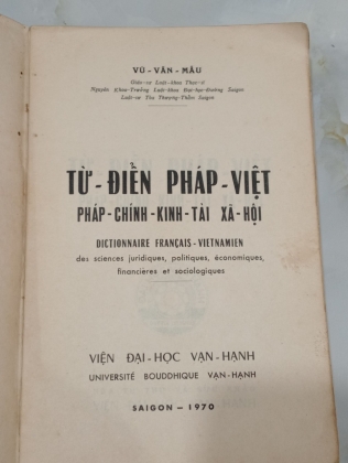 TỪ ĐIỂN PHÁP VIỆT - PHÁP CHÍNH KINH TÀI XÃ HỘI - VŨ VĂN MẪU