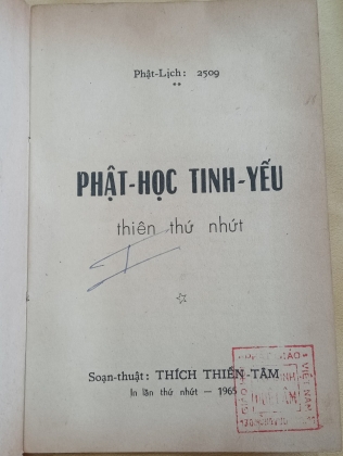 PHẬT HỌC TINH YẾU THIÊN THỨ NHỨT