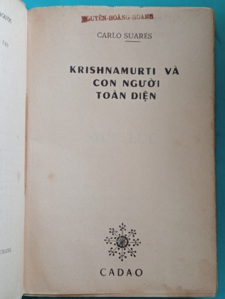 KRISNAMURTI VÀ CON NGƯỜI TOÀN DIỆN 