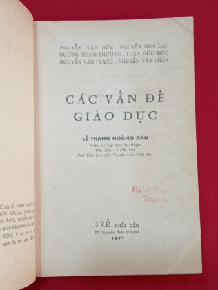 CÁC VẤN ĐỀ GIÁO DỤC - LÊ THANH HOÀNG DÂN