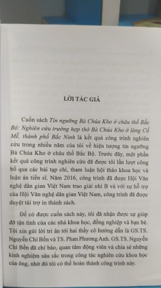 TÍN NGƯỠNG BÀ CHÚA KHO Ở CHÂU THỔ BẮC BỘ NGHIÊN CỨU TRƯỜNG HỢP THỜ BÀ CHÚA KHO Ở LÀNG CỔ MẼ, THÀNH PHỐ BẮC NINH