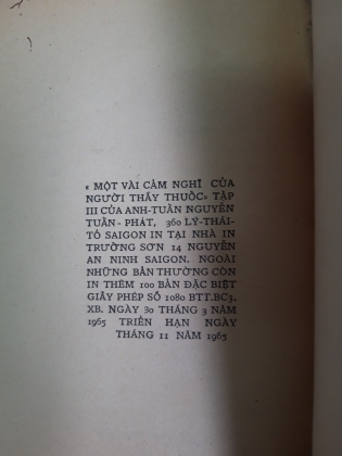 MỘT VÀI CẢM NGHĨ CỦA NGƯỜI THẦY THUỐC 