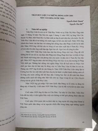 TRẦN HUY LIỆU - CUỘC ĐỜI VÀ SỰ NGHIỆP (KỶ YẾU HỘI THẢO KHOA HỌC) 