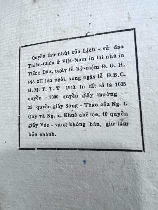 Lịch sử đạo thiên chúa ở Việt Nam - HỒNG LAM (1944)