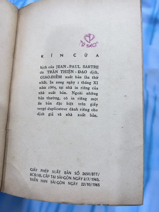 KÍN CỬA - SARTRE (TRẦN THIỆN ĐẠO DỊCH)